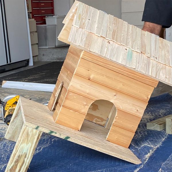 Diy wooden cat house best sale