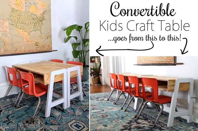 Convertible-Kids-Craft Table white and wood Reality Daydream