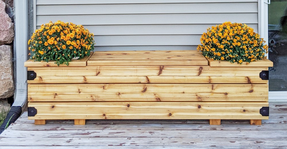 DIY Outdoor Storage Bench with Planters