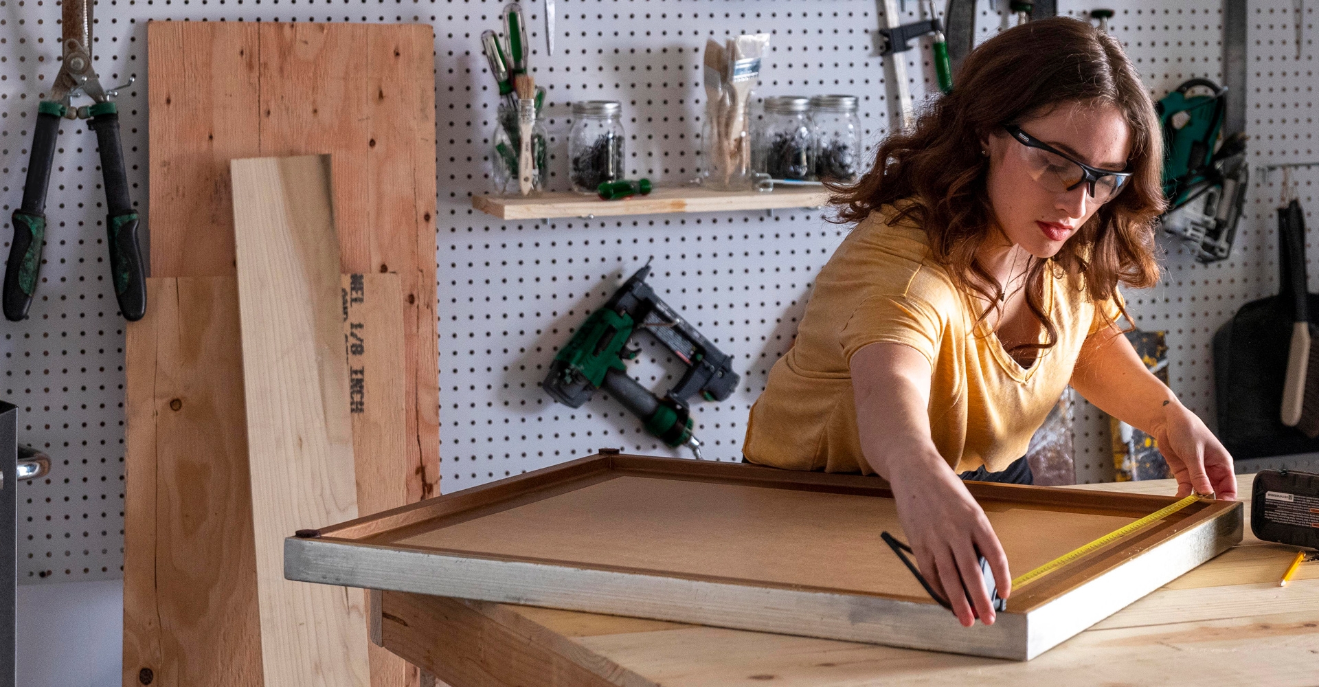 Woman working on DIY project