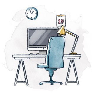 Computer Desk Illustration