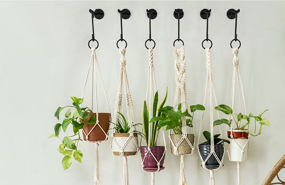  NACETURE Ceiling Hooks For Hanging Plants 3 Pack - Plant  Hanger Indoor Hanging Hooks Metal Plant Bracket Iron Lanterns Hangers For  Wind Chimes, Planters