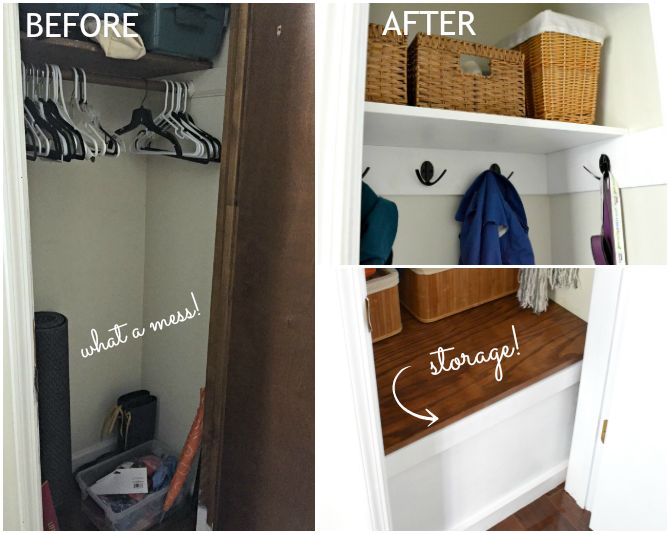 before and after closet entryway