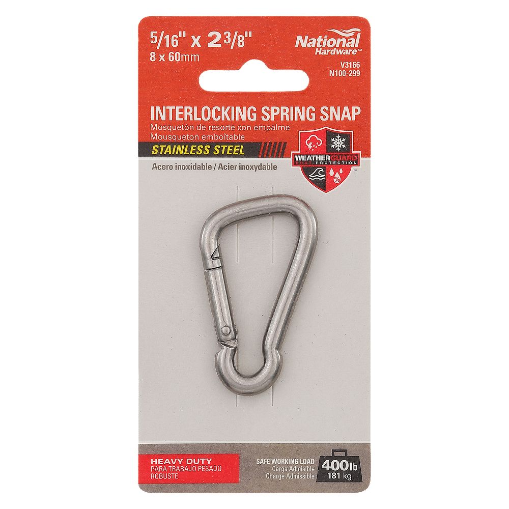  Stainless Steel Spring Snap Hook 6 Sizes from 1/8 to