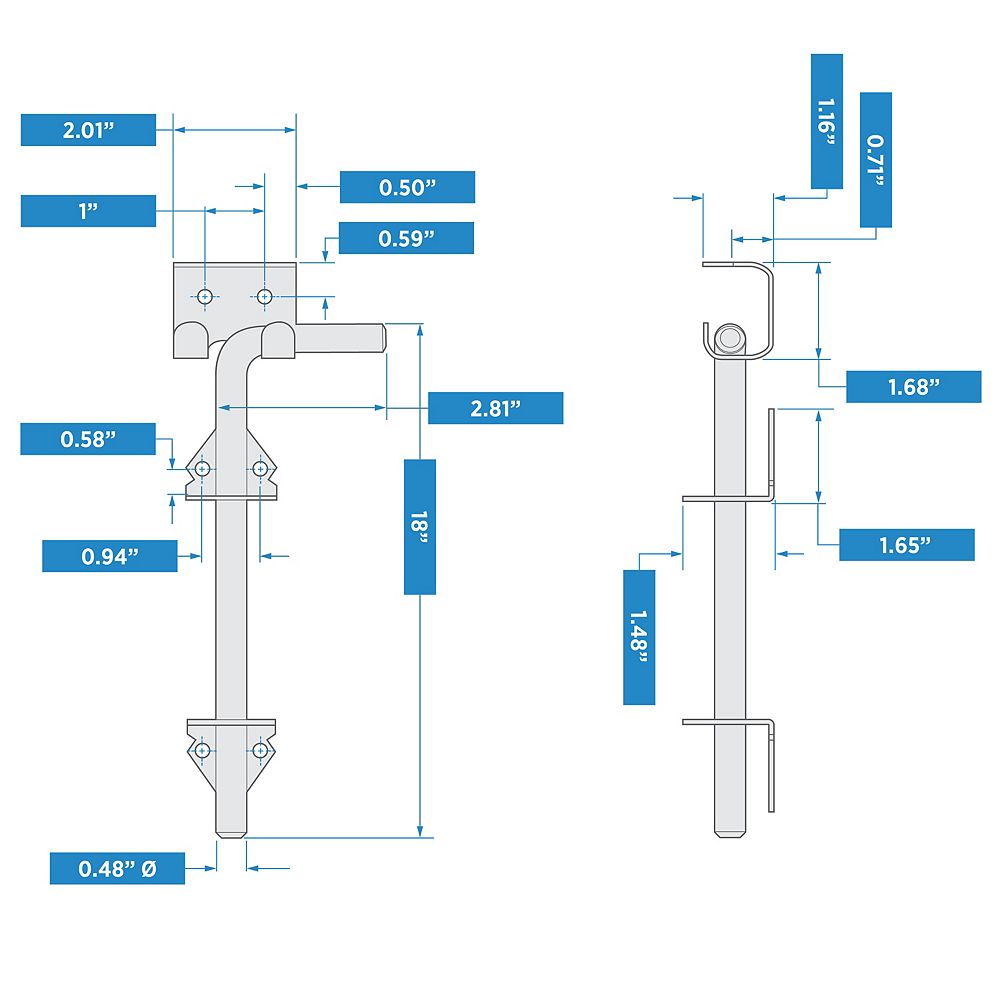 National Hardware 18-in Black Gate Cane Bolt in the Gate Hardware