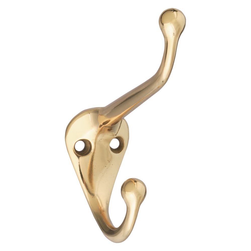 National Hardware N245-811 Under Shelf Double Coat Hook Brass 2 Pack:  Clothes Hooks Undershelf Mount (038613245815-2)