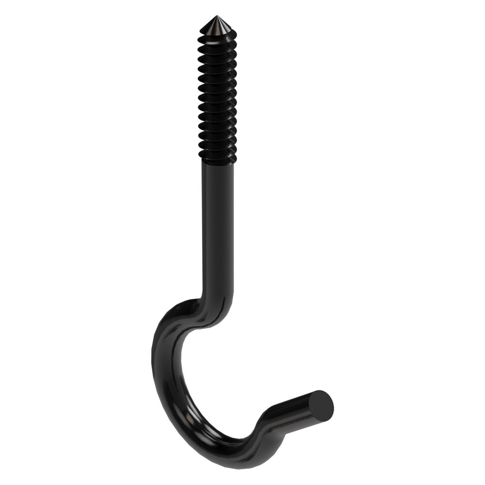 Hardware Essentials All Purpose Screw Hook in Black Vinyl Coated