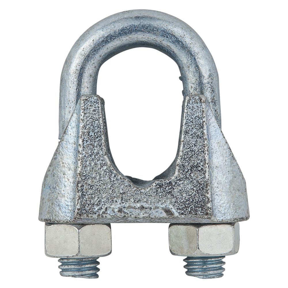 Wire Rope Clip, 5/16, Malleable, Zinc Plated