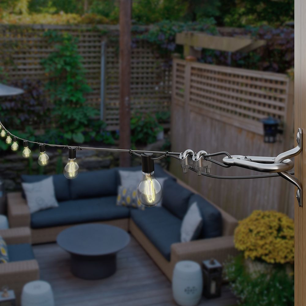 Newhouse Lighting STRINGKIT2 Stainless Steel Hanging/Suspension Kit With  Vinyl Coated Wire For Outdoor Patio Lights Up To 48 Ft. Includes Turnbuckle