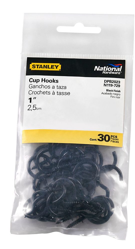 National Hardware 0.98-in Black Steel Cup Hook (30-Pack) in the Hooks  department at