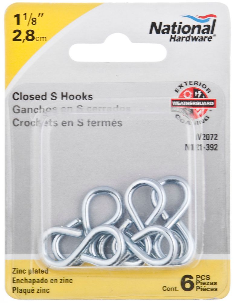 Closed S Hooks Zinc Plated N121 392 National Hardware