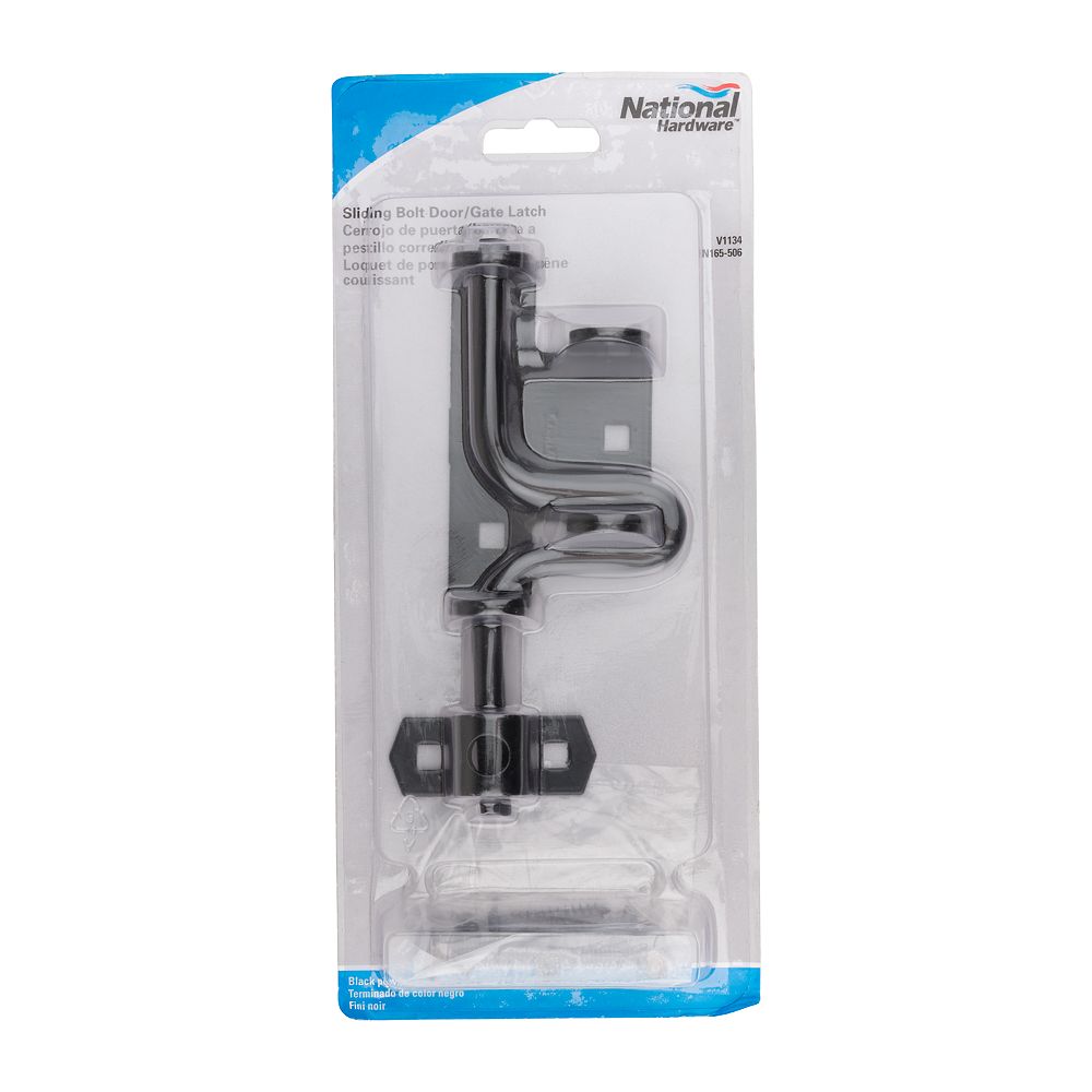 Sliding Bolt Door/Gate Latch - Black N165-506 | National Hardware