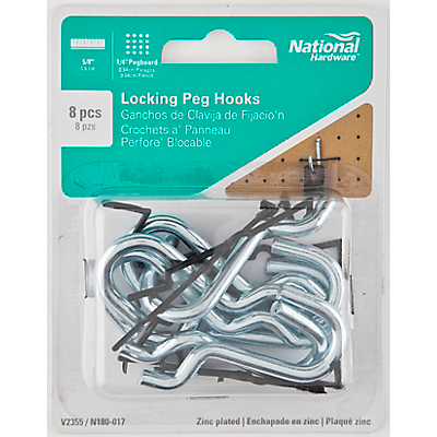 National N180-703 Single Heavy Duty Pegboard Hooks 10" Zinc Plated Steel 2 Pack 