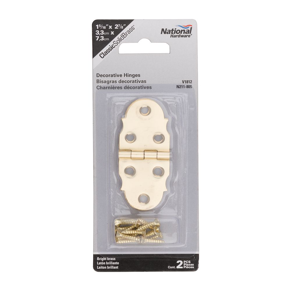 National 1-3/4 In. x 2-1/2 In. Brass Medium Decorative Hinge (2