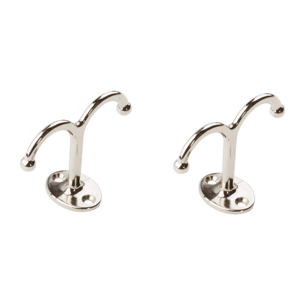 National Hardware N274-209 Double Prong Robe Hooks Chrome 2 Pack: Clothes  Hooks Basic Double Prong (038613274204-1)