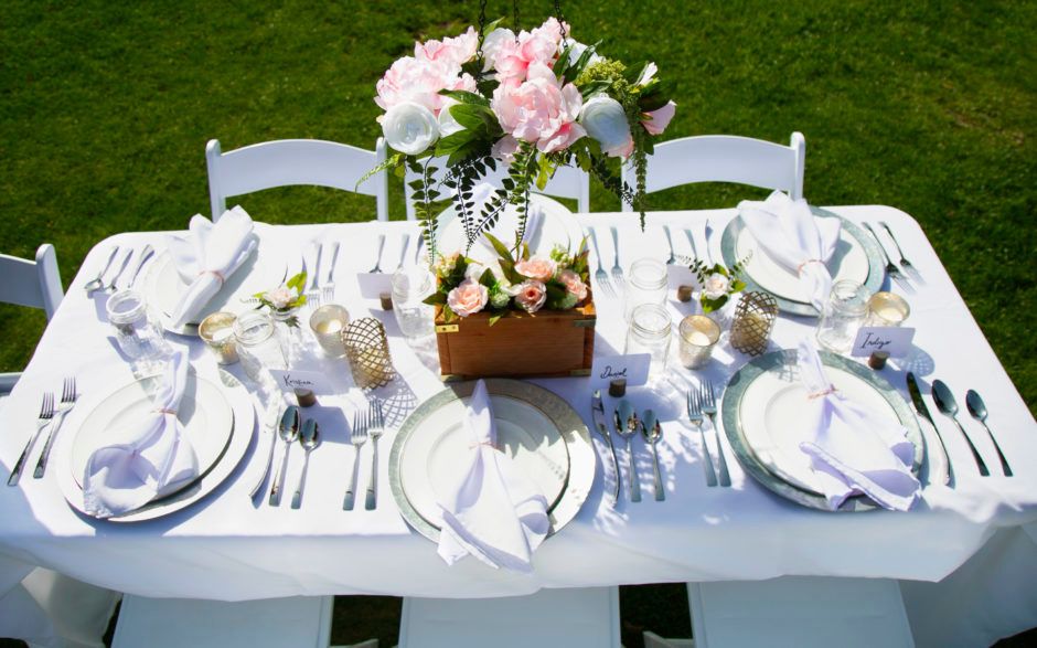 Hanging Chandellier On Table